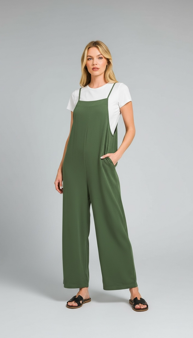Effortless Elegance Wide Leg Jumpsuit (Army Green)