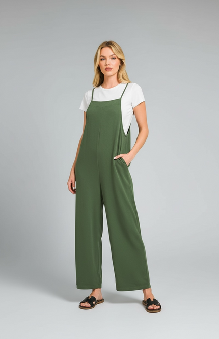 Effortless Elegance Wide Leg Jumpsuit (Army Green)