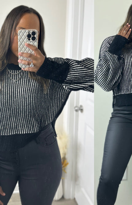 Chic Contrast Sweater - Black