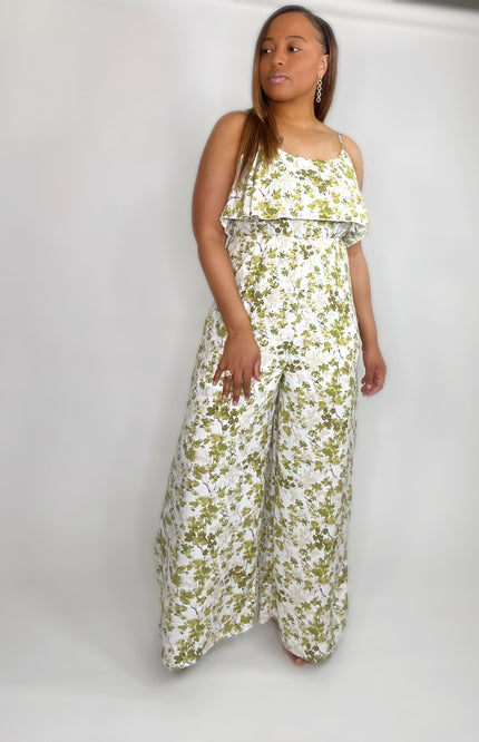Floral Print Spaghetti Strap Wide Leg Jumpsuit