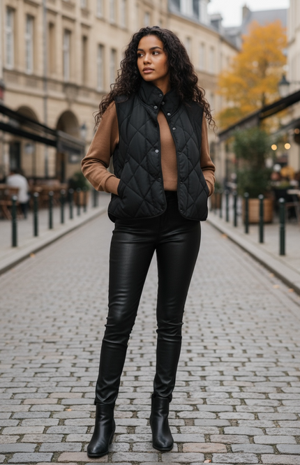 Chic Comfort Quilted Vest - Black