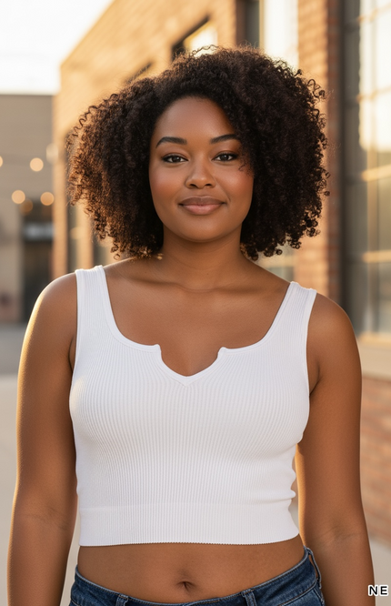 Seamless Split Neck Bra Tank Top