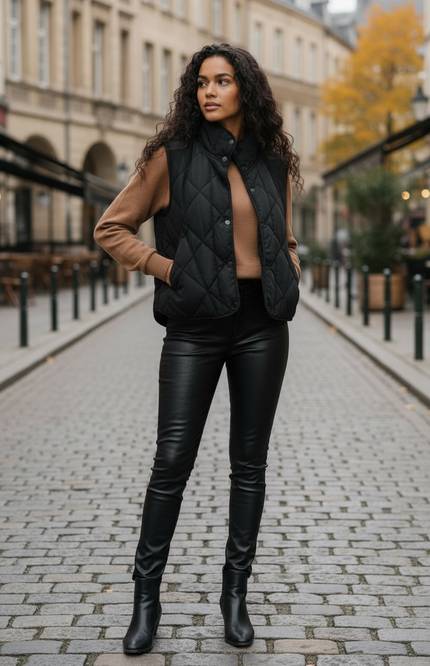 Chic Comfort Quilted Vest - Black
