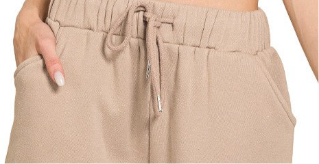 Fleece Long Sleeve Sweatshirts & Shorts Set - Mocha