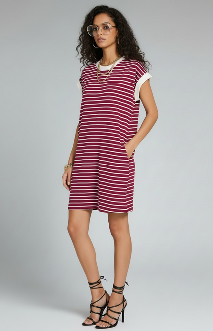 Unmatched Stripes T-Shirt Dress