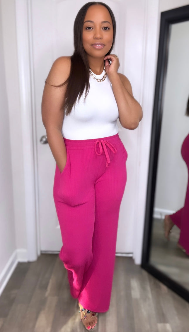 Everyday Wide Leg Pants - Fuchsia