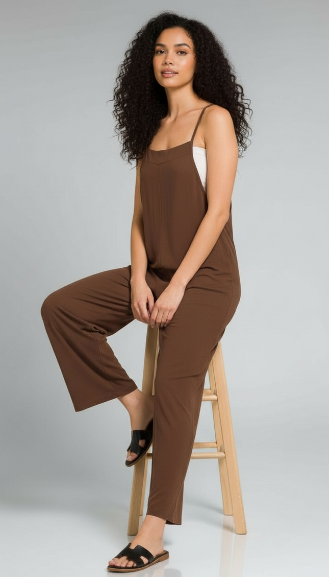 Effortless Elegance Wide Leg Jumpsuit (Brown)