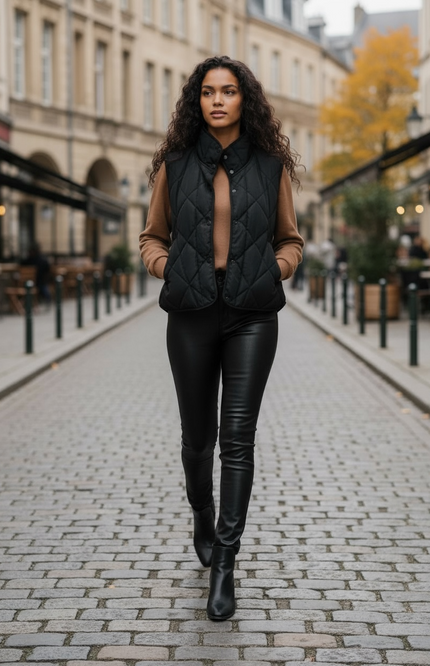 Chic Comfort Quilted Vest - Black