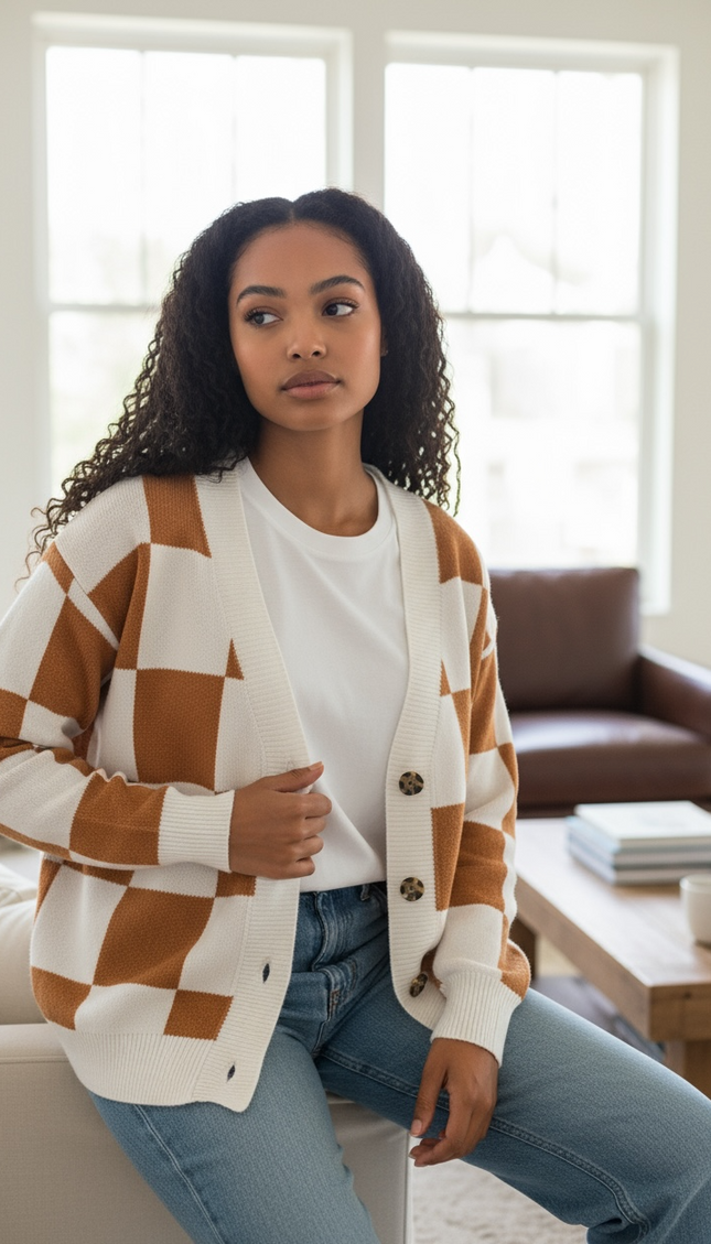 Unmatched Checkered with Love Cardigan