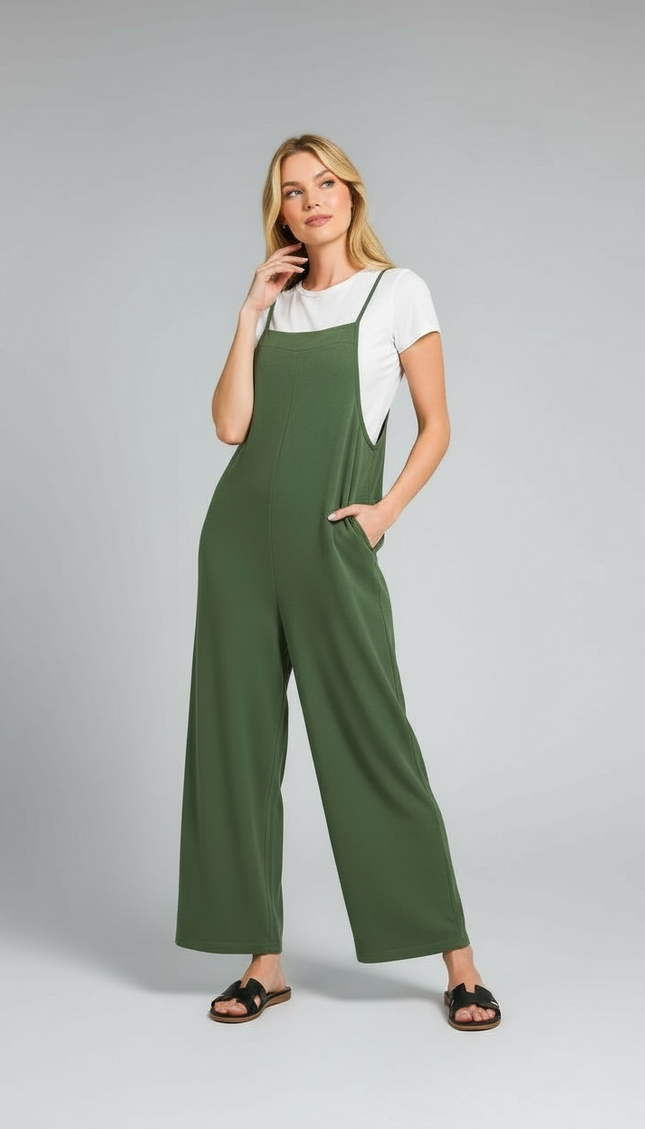 Effortless Elegance Wide Leg Jumpsuit (Army Green)