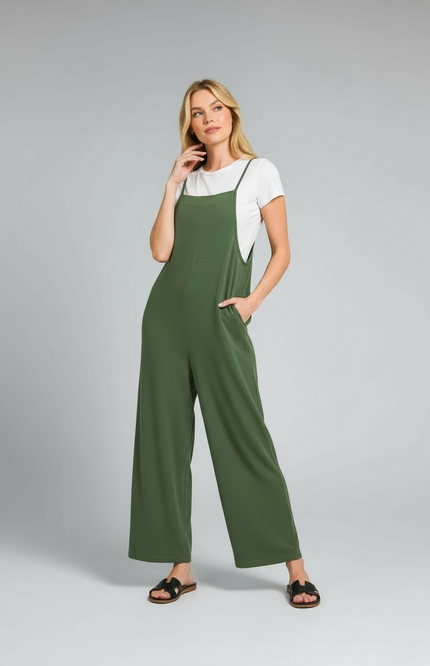 Effortless Elegance Wide Leg Jumpsuit (Army Green)