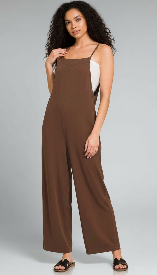 Effortless Elegance Wide Leg Jumpsuit (Brown)