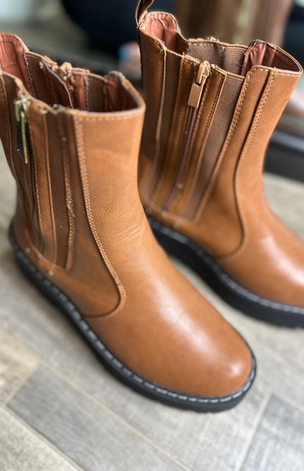 Unmatched Zip Platform Boots - Brown