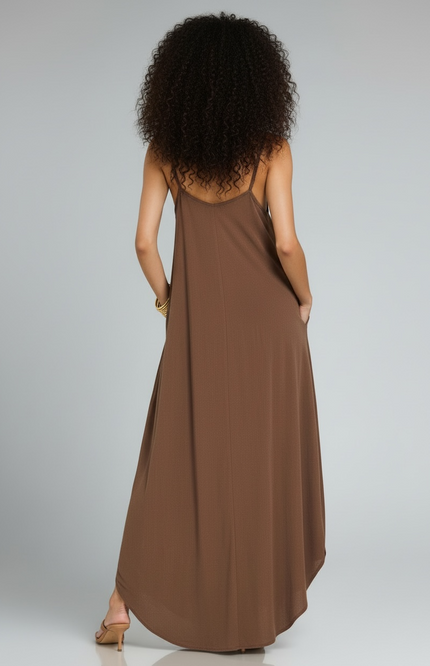 Woven Crinkle Cami Maxi Dress
 - Mocha Brown