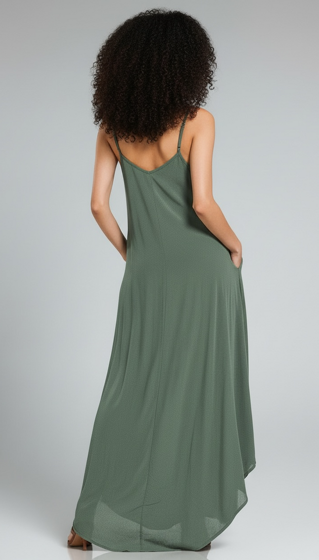 Woven Crinkle Cami Maxi Dress - Ash Jade