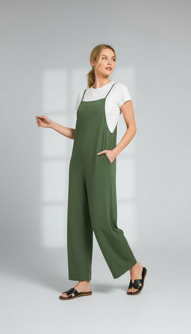 Effortless Elegance Wide Leg Jumpsuit (Army Green)