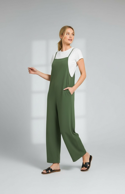 Effortless Elegance Wide Leg Jumpsuit (Army Green)