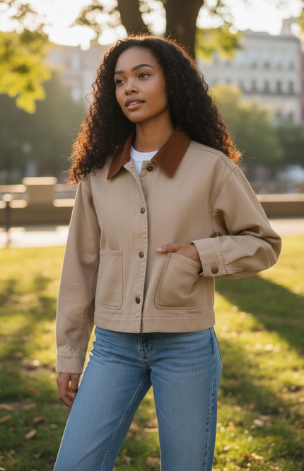 Modern Barn Chic Jacket - Taupe & Brown