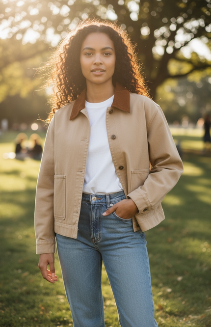 Modern Barn Chic Jacket - Taupe & Brown