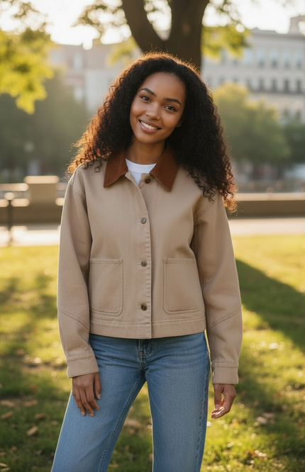 Modern Barn Chic Jacket - Taupe & Brown