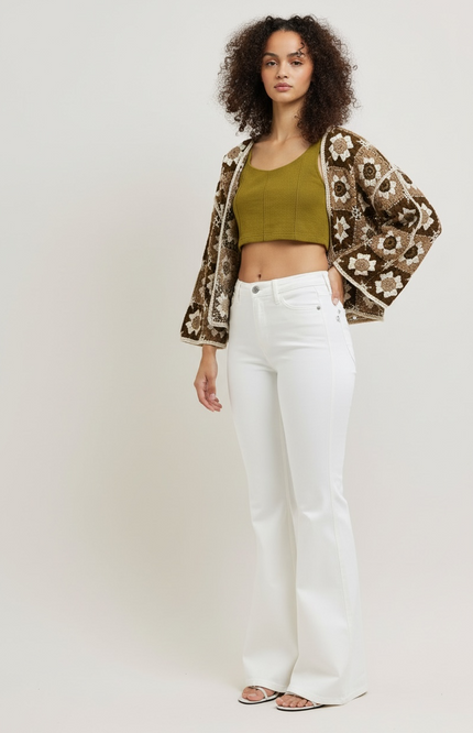 Patterned Elegance Cardigan Top