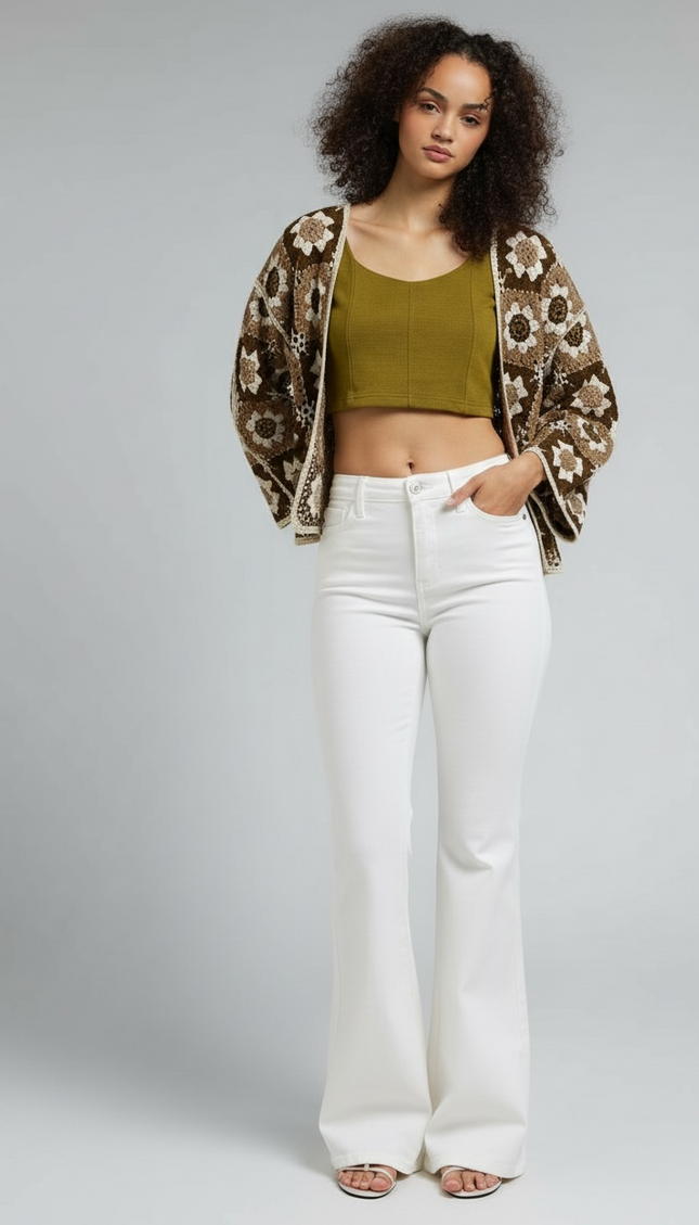 Patterned Elegance Cardigan Top