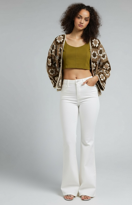 Patterned Elegance Cardigan Top
