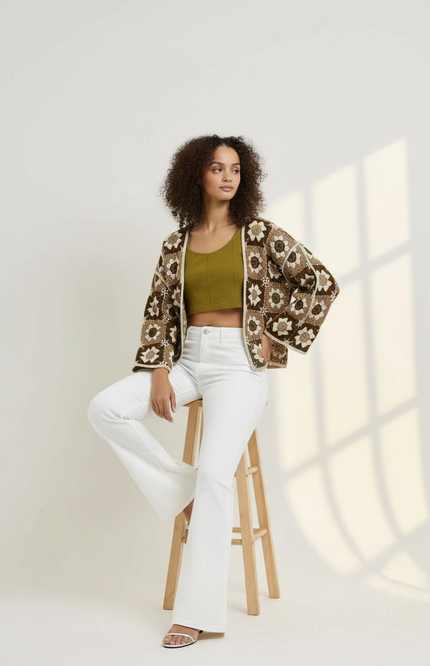 Patterned Elegance Cardigan Top