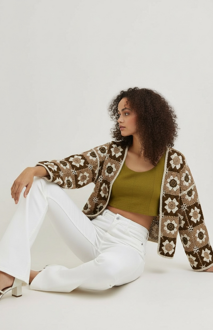 Patterned Elegance Cardigan Top