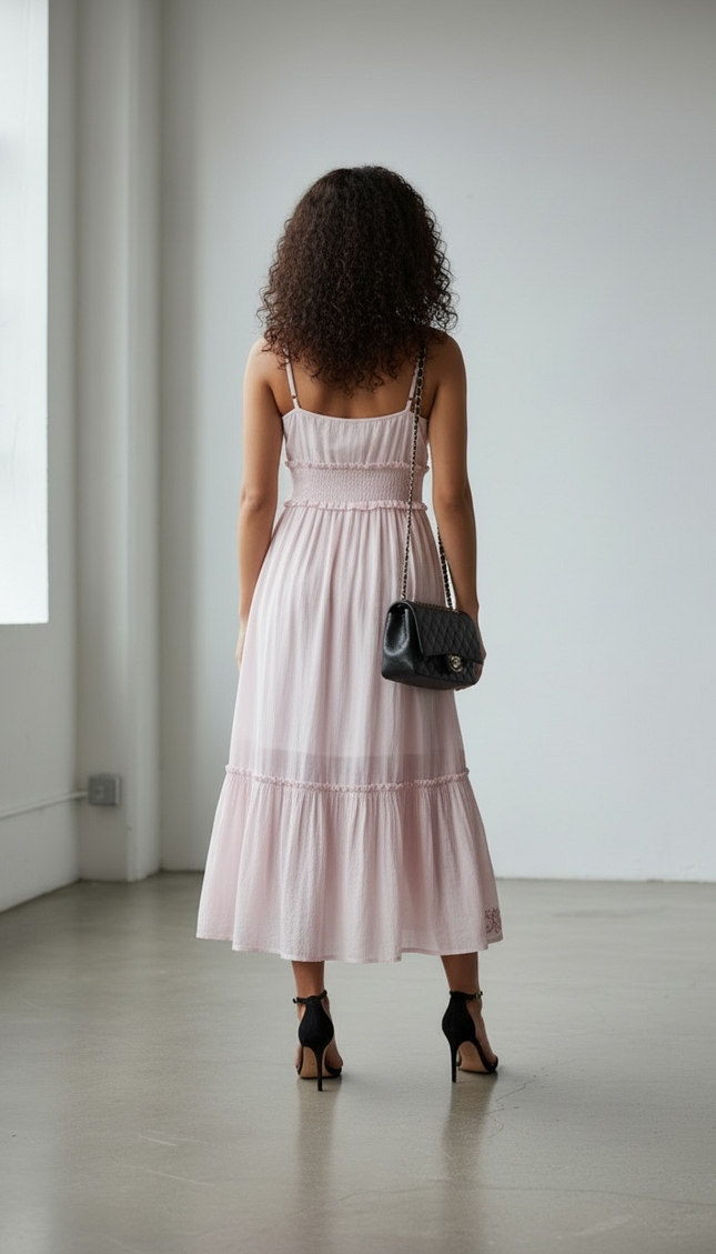 The Pearl Garden Midi Dress — Blush