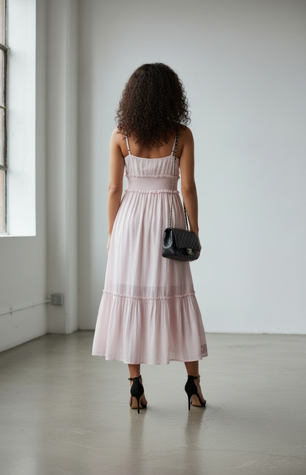 The Pearl Garden Midi Dress — Blush