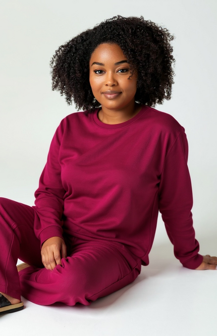 Crewneck Sweatshirt and Pants Set (Cabernet)