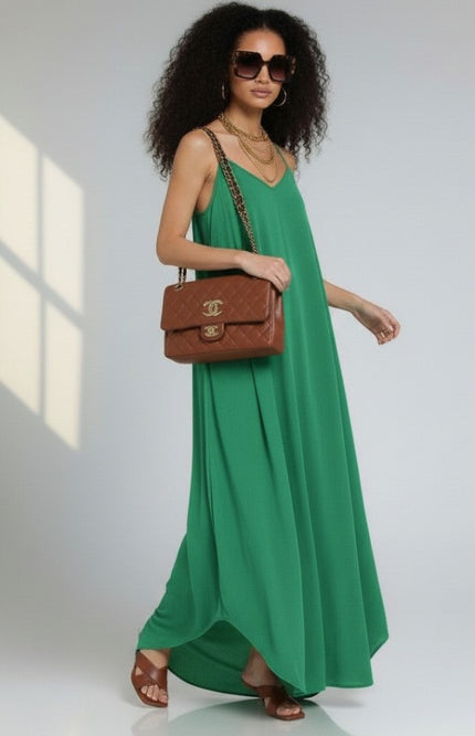 Woven Crinkle Cami Maxi Dress - Kelly Green