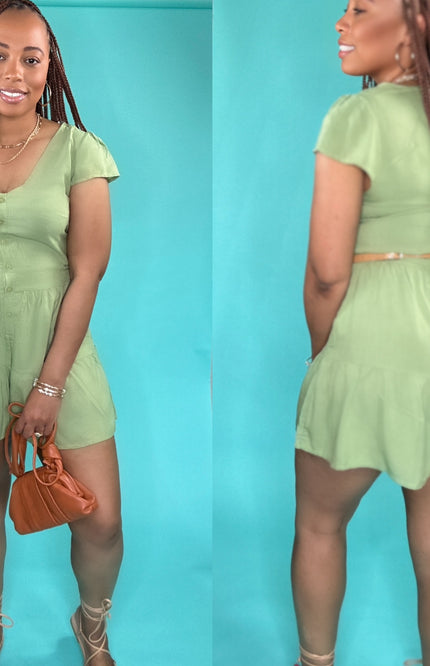 Unmatched Ready for The Weekend Romper - Green