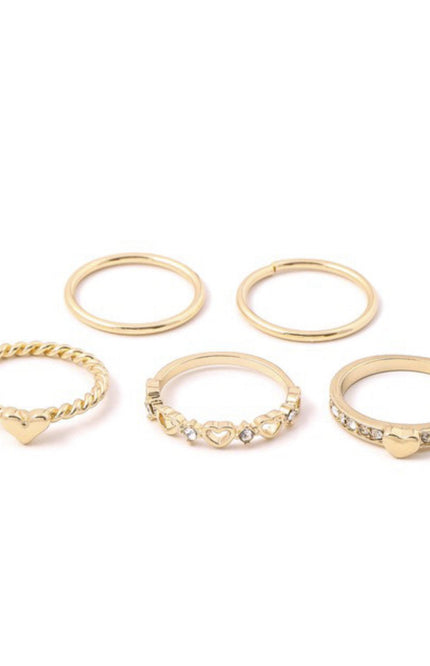 Unmatched Heart Pave Ring Set - Size 7