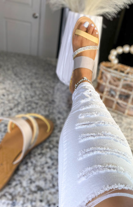 Athena Diamond Strap Slide Sandal - Grey