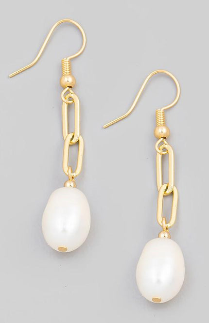 Pearl Chain Link Earrings