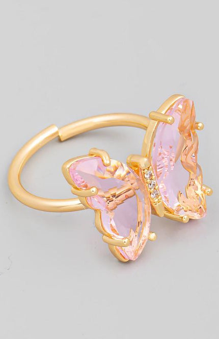 Sweet Dreams Butterfly Ring (Pink/Green)