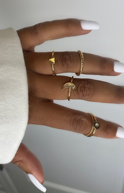 Unmatched Moon Ring Set - size 7