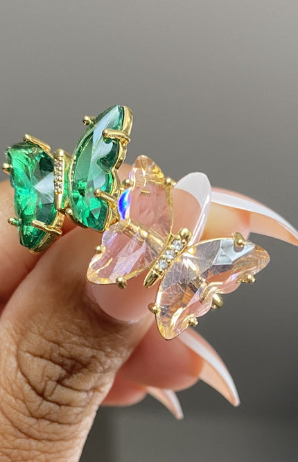 Sweet Dreams Butterfly Ring (Pink/Green)