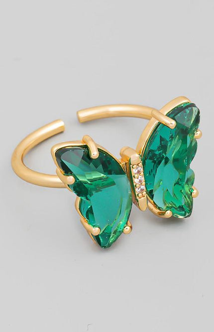 Sweet Dreams Butterfly Ring (Pink/Green)
